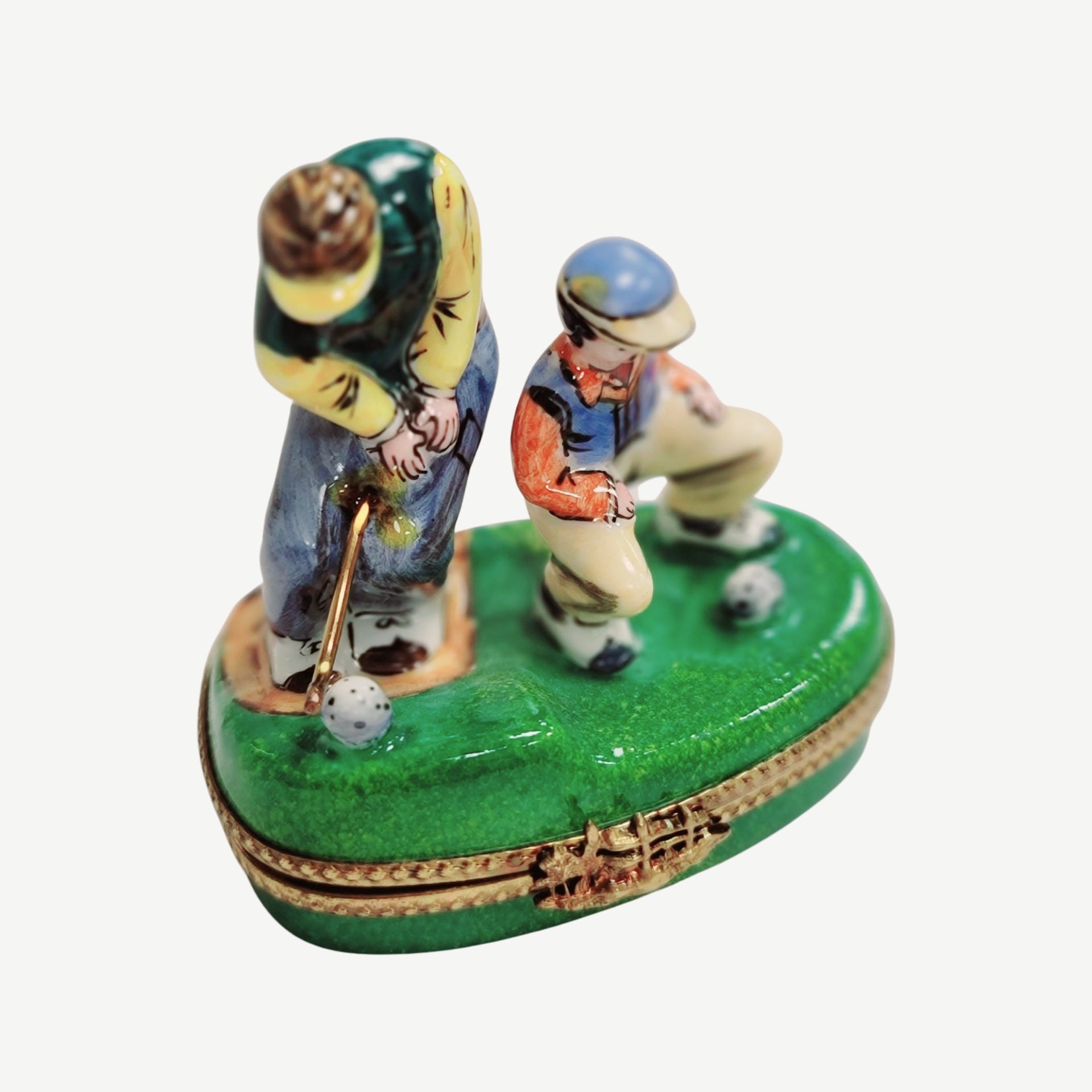 Men Golfing Limoges Box Figurine Porcelain Limoges sports golf limoges box French Trinket Box