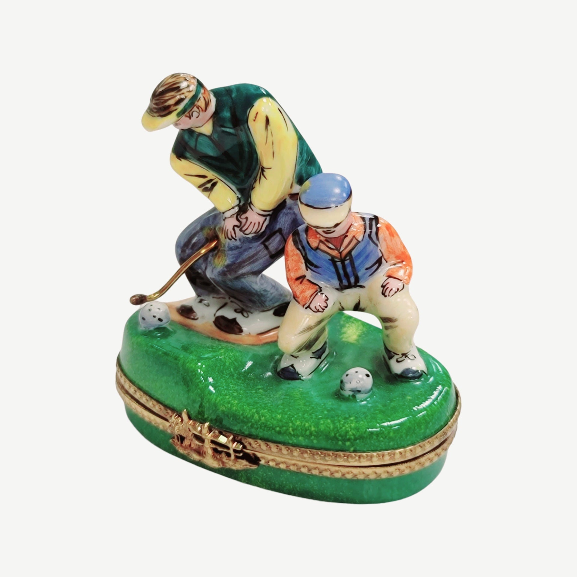 Men Golfing Limoges Box Figurine Porcelain Limoges sports golf limoges box French Trinket Box