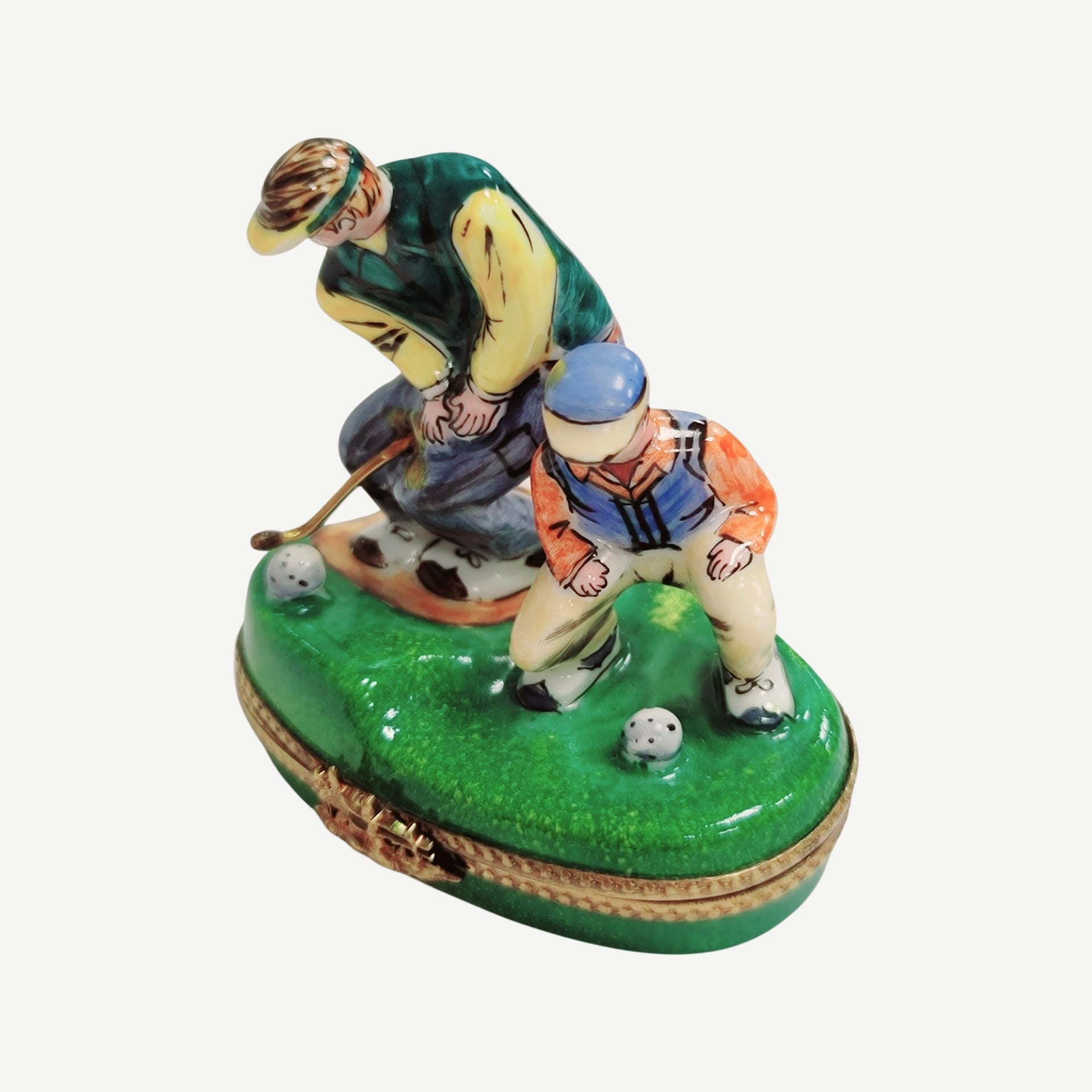 Men Golfing Limoges Box Figurine Porcelain Limoges sports golf limoges box French Trinket Box