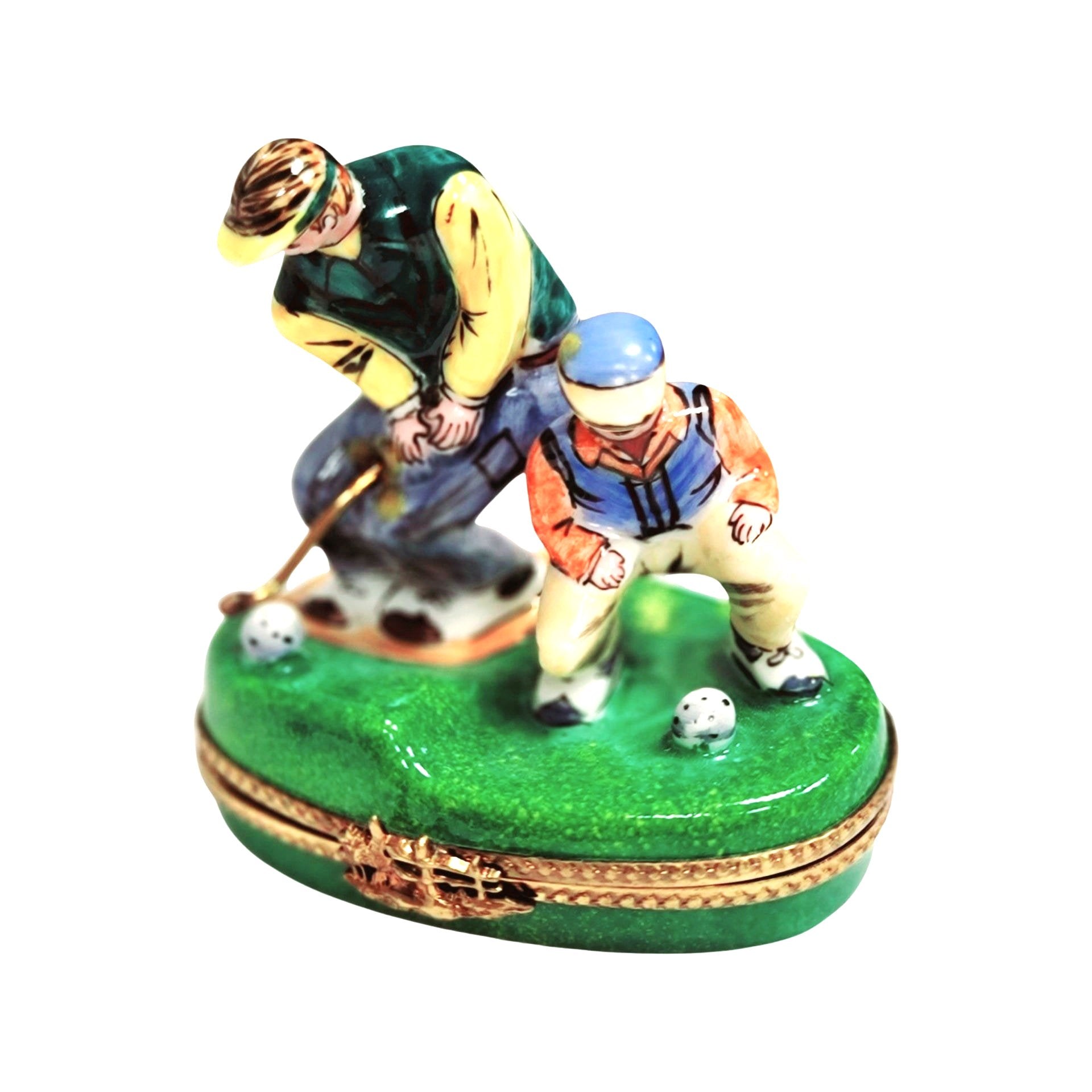Men Golfing Limoges Box Figurine Porcelain Limoges sports golf limoges box French Trinket Box