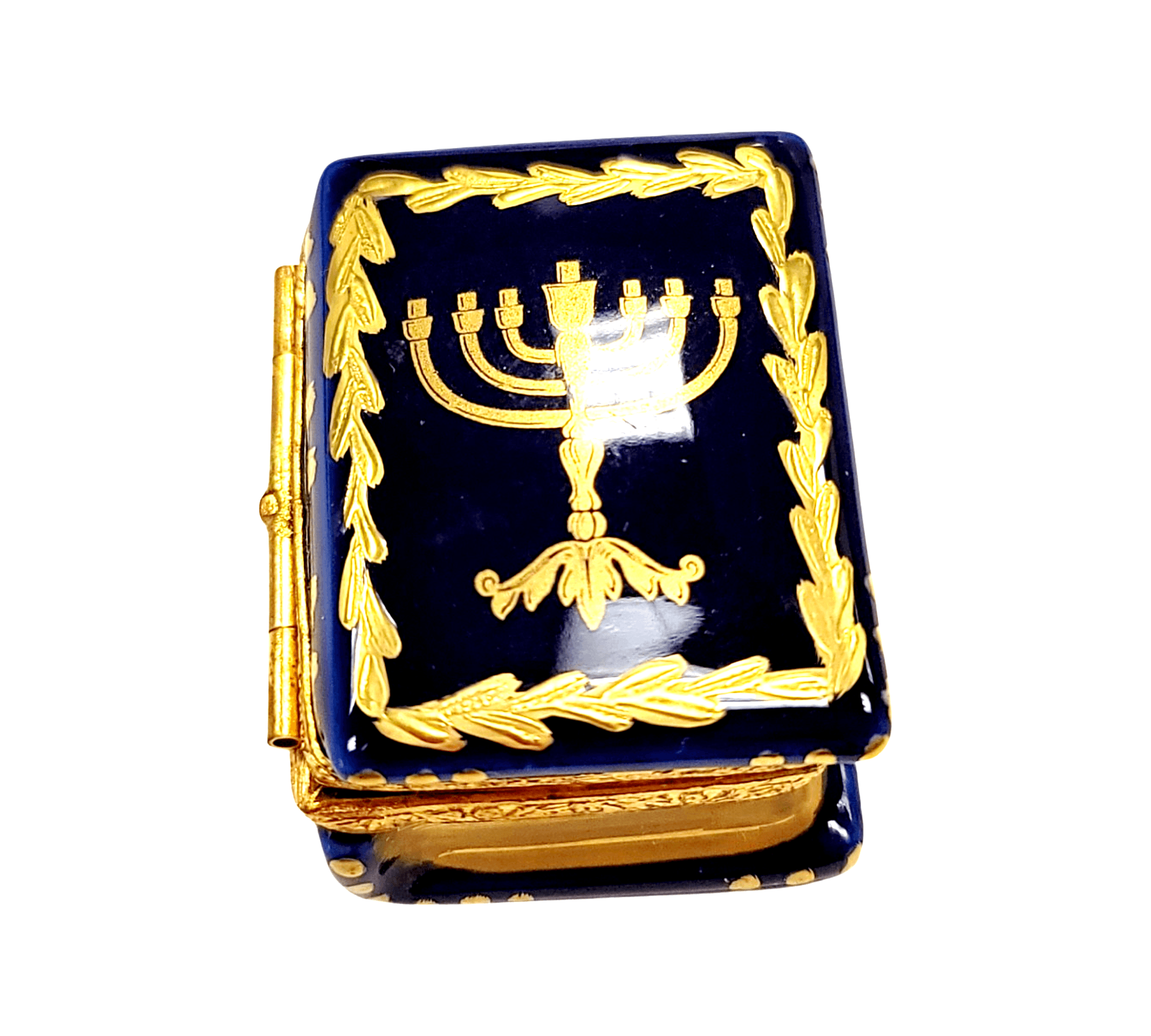 Menorah Book Limoges Box Porcelain Limoges religion Limoges Box jewish French Trinket Box