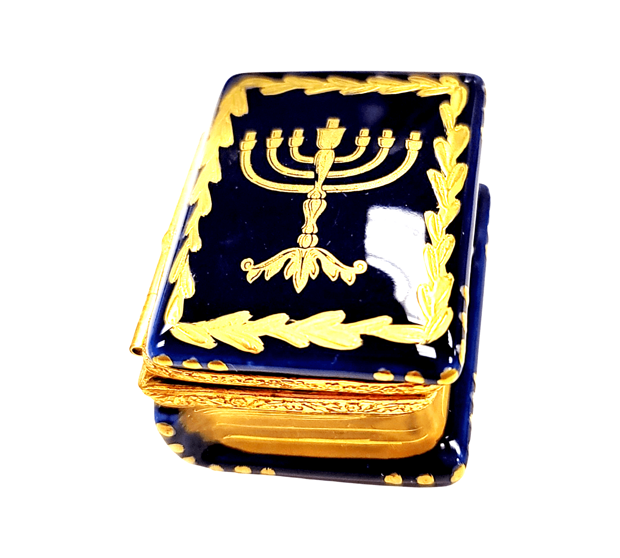 Menorah Book Limoges Box Porcelain Limoges religion Limoges Box jewish French Trinket Box