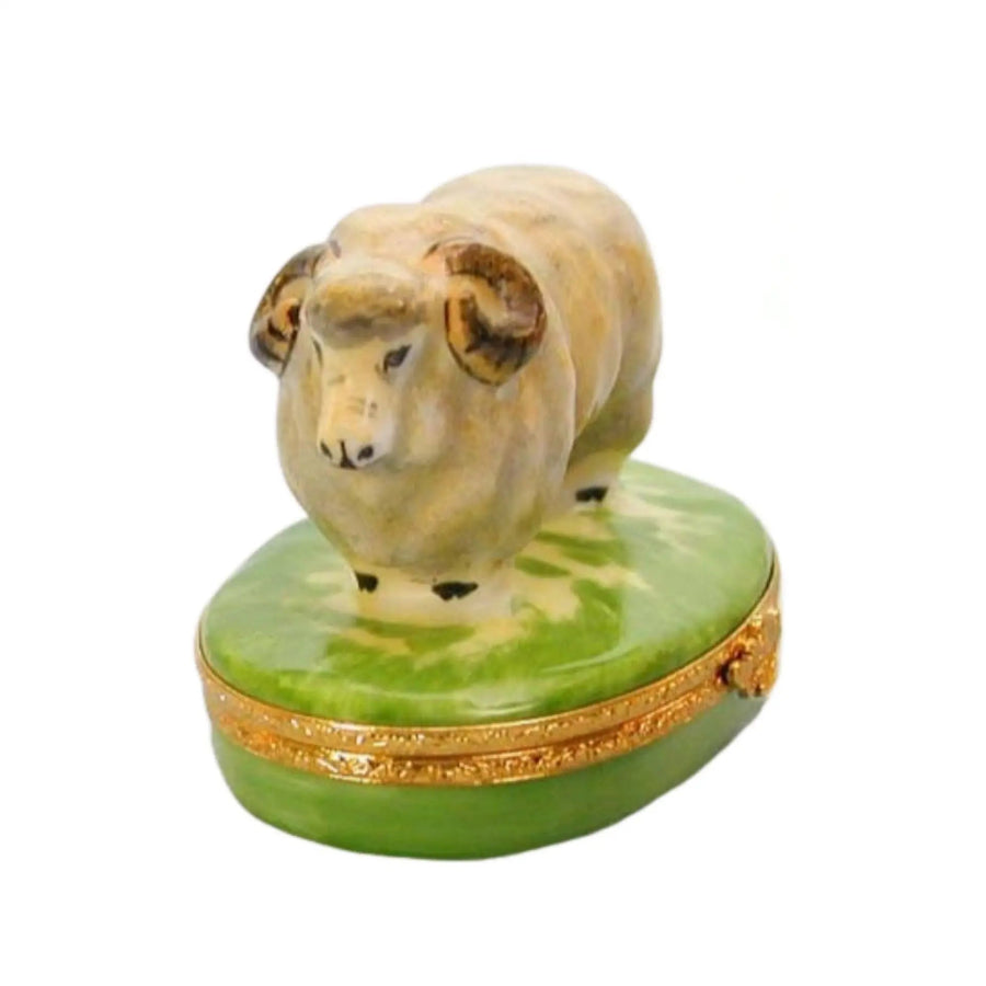 Merino Sheep Porcelain Limoges wild animals French Trinket Box
