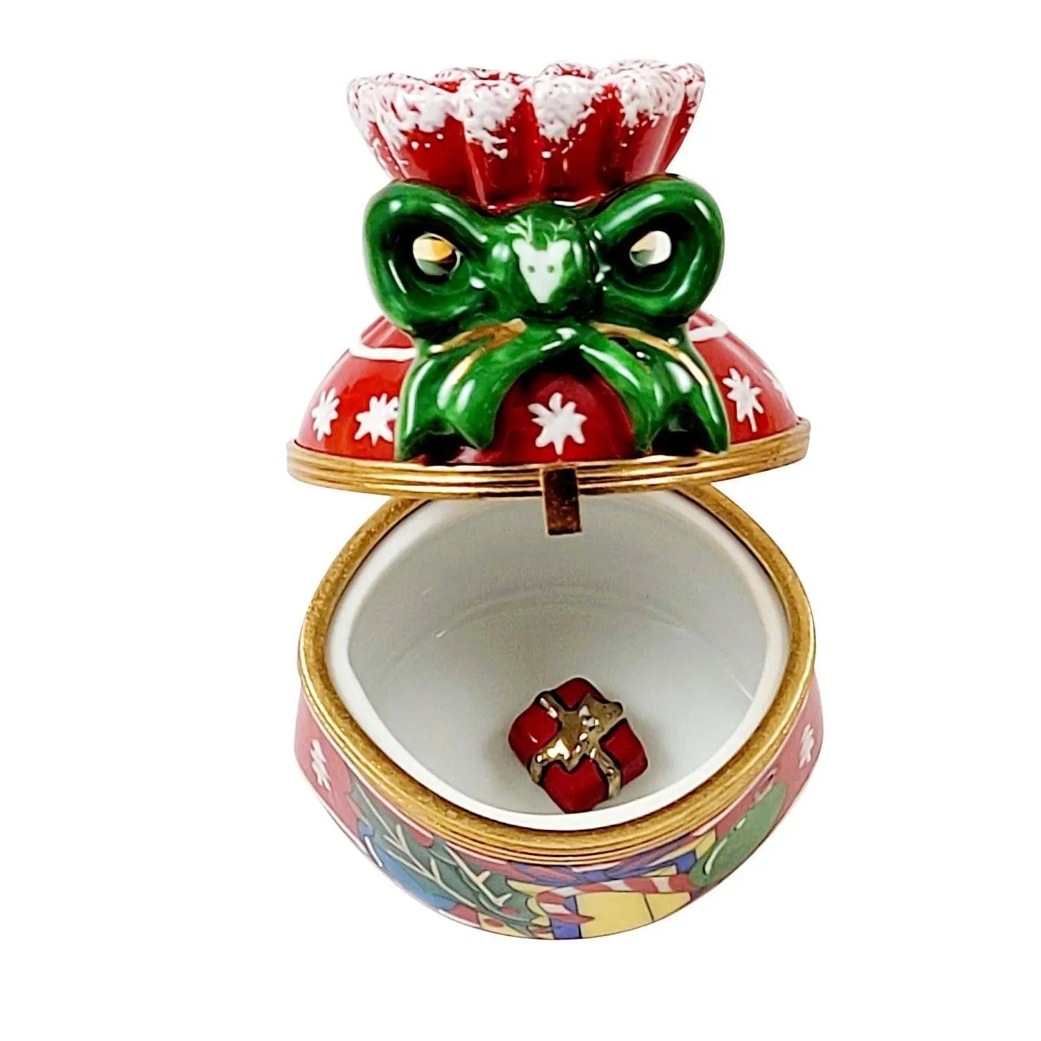 Merry Christmas Bag Porcelain Limoges xmas theme bag French Trinket Box