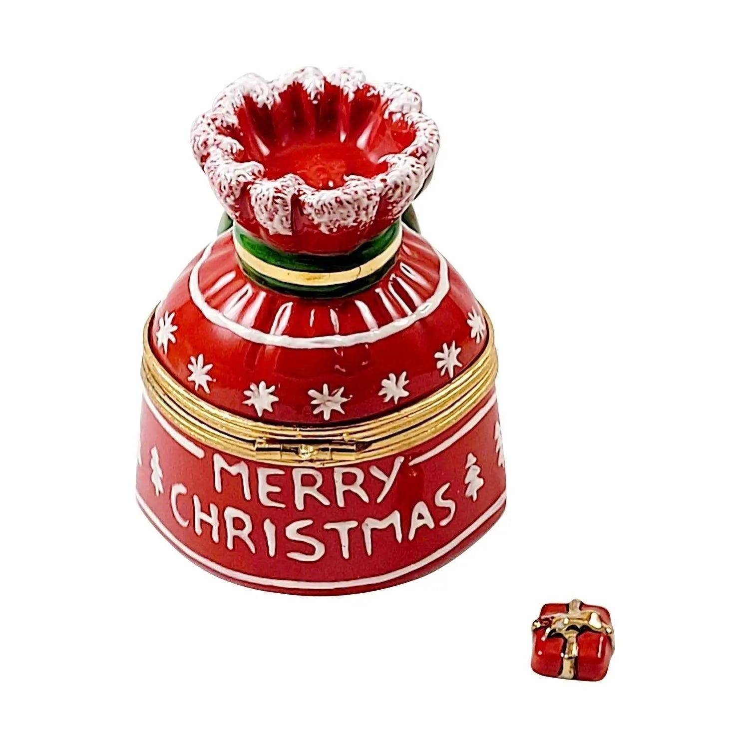 Merry Christmas Bag Porcelain Limoges xmas theme bag French Trinket Box