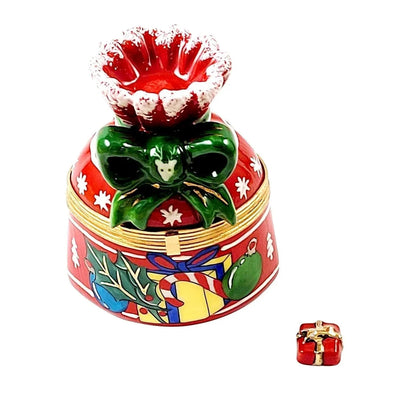 Merry Christmas Bag Porcelain Limoges xmas theme bag French Trinket Box