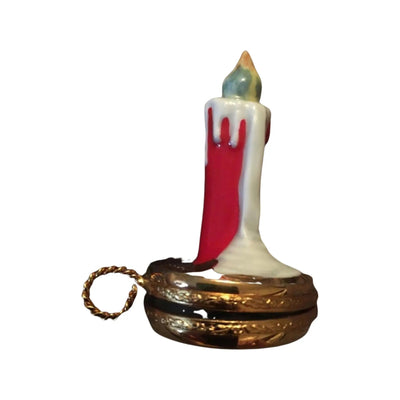 Merry Christmas Candle Porcelain Limoges xmas theme French Trinket Box