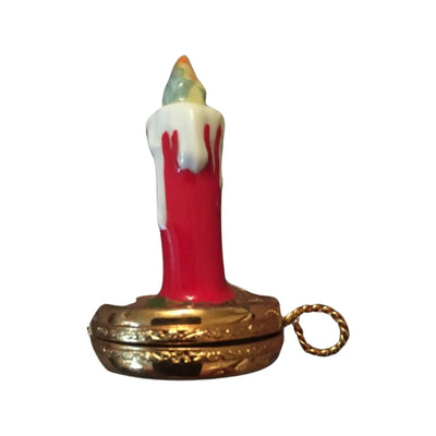 Merry Christmas Candle Porcelain Limoges xmas theme French Trinket Box