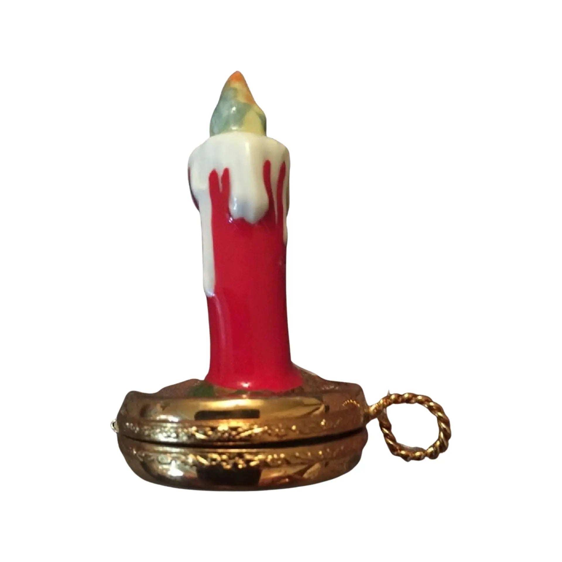 Merry Christmas Candle Porcelain Limoges xmas theme French Trinket Box