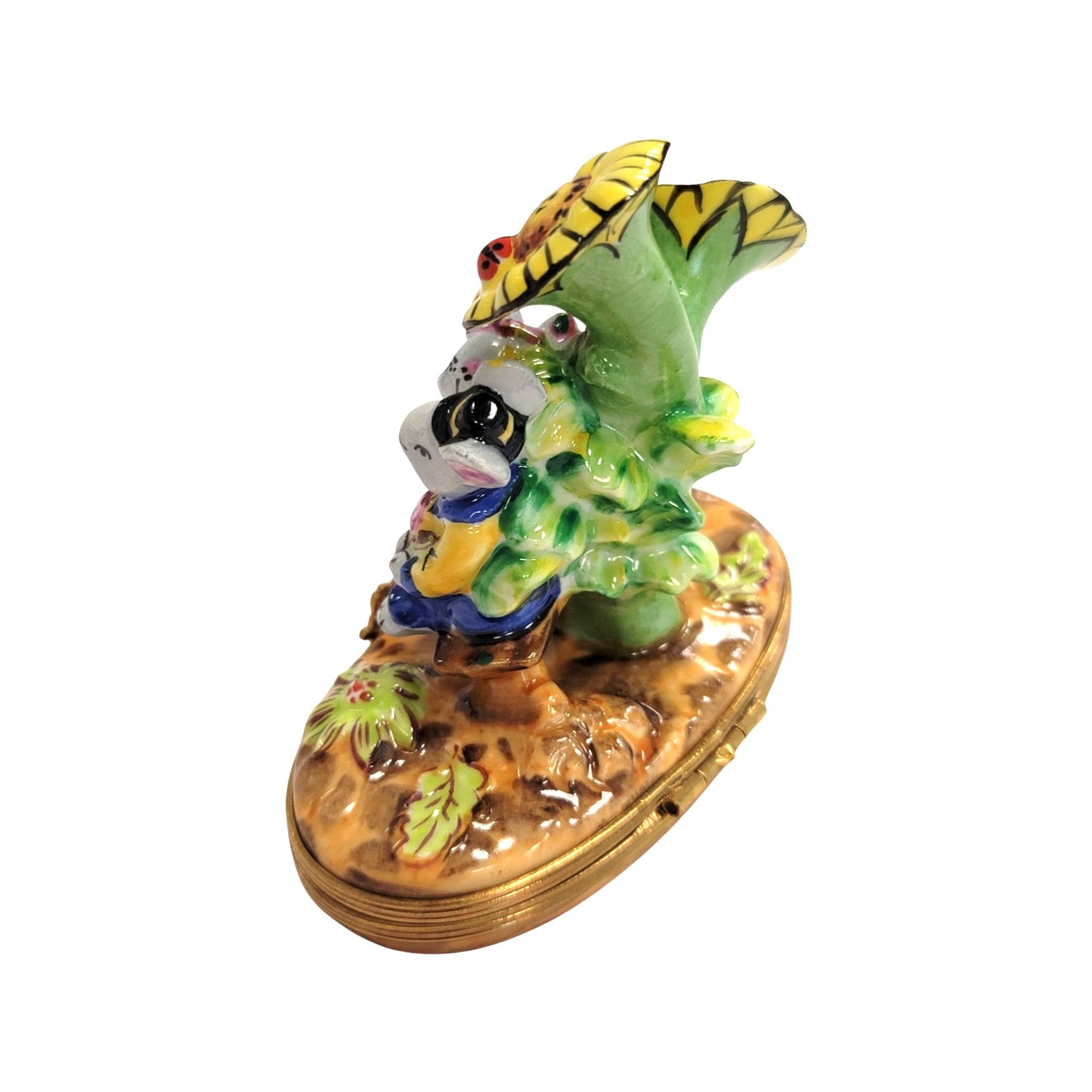 Mice Among Sunflowers Delight Porcelain Limoges garden LIMOGES BOXES mice house rabbit love valentine French Trinket Box