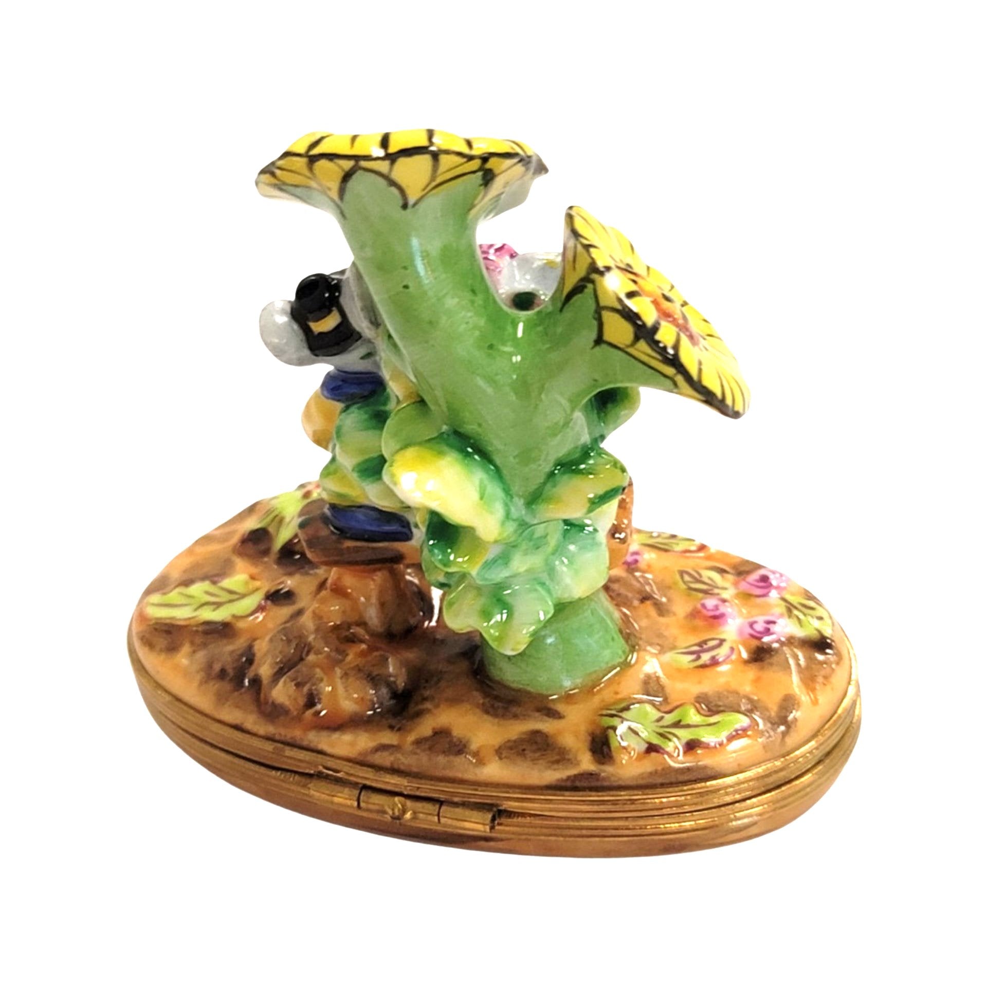 Mice Among Sunflowers Delight Porcelain Limoges garden LIMOGES BOXES mice house rabbit love valentine French Trinket Box