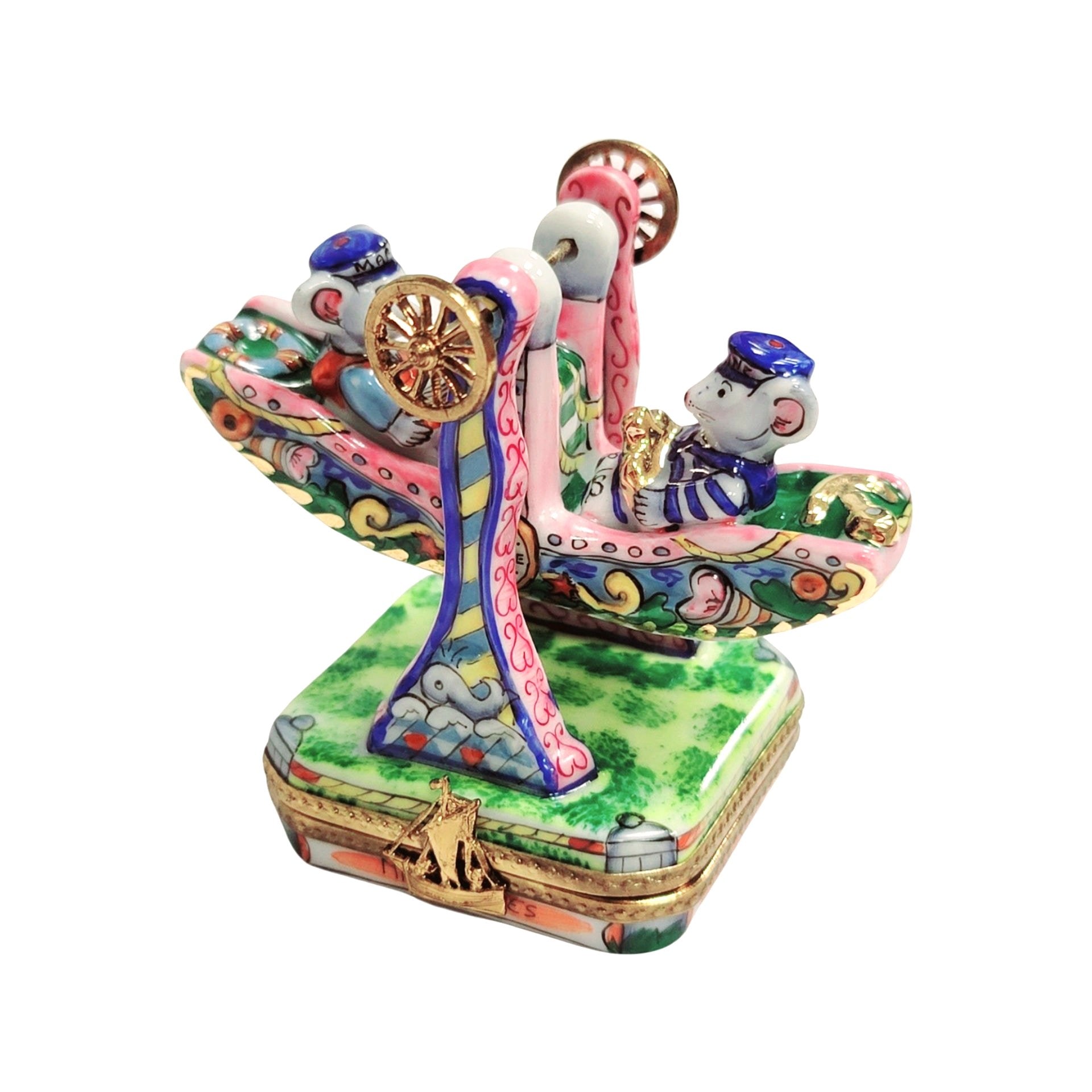Mice Carnival Swing Carousel Porcelain Limoges Carnival French Trinket Box