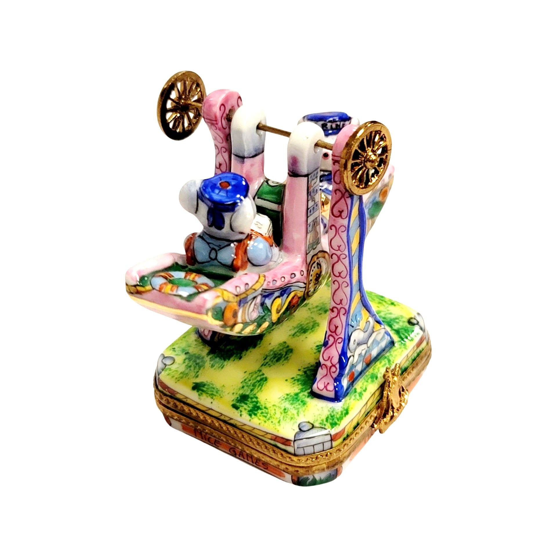 Mice Carnival Swing Carousel Porcelain Limoges Carnival French Trinket Box