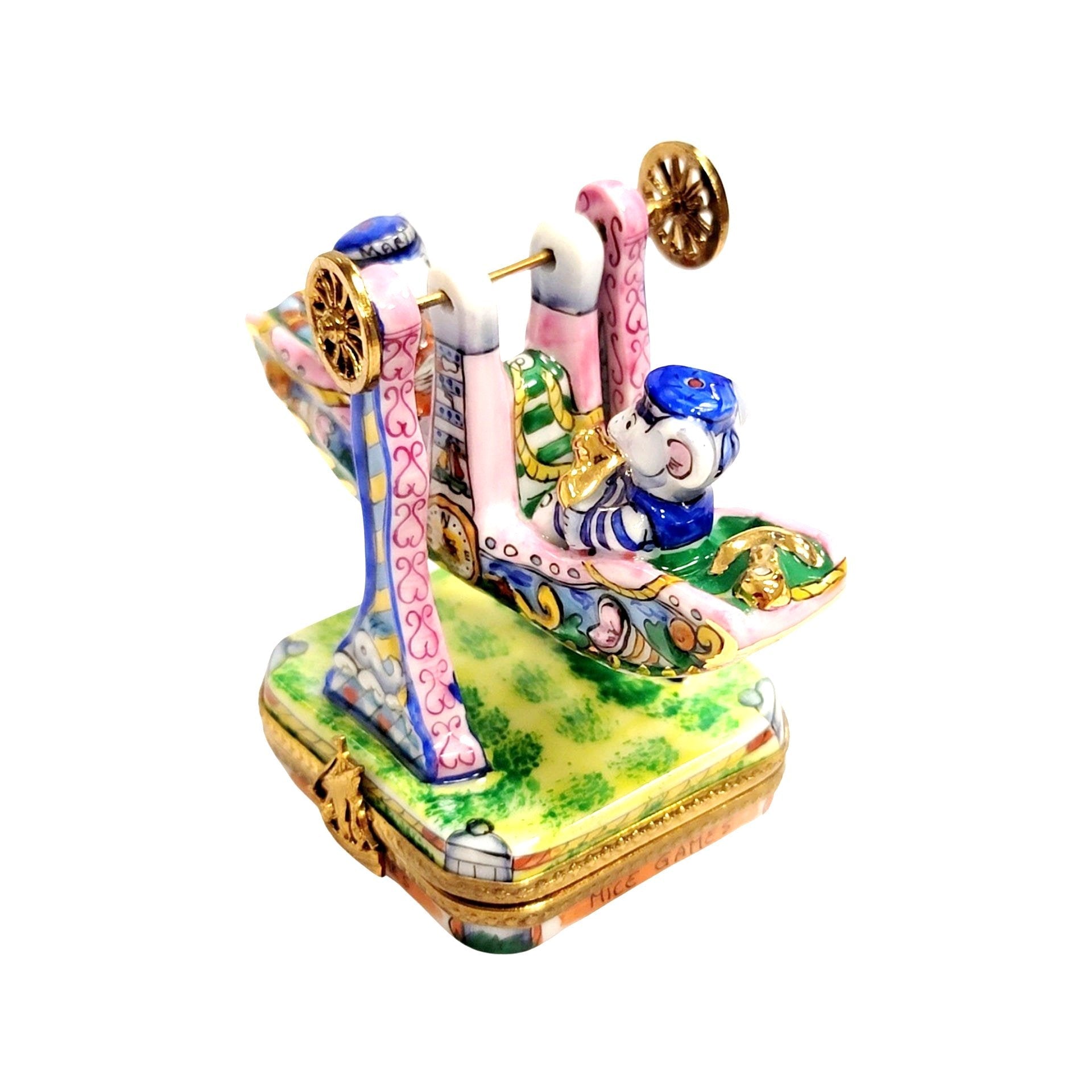 Mice Carnival Swing Carousel Porcelain Limoges Carnival French Trinket Box
