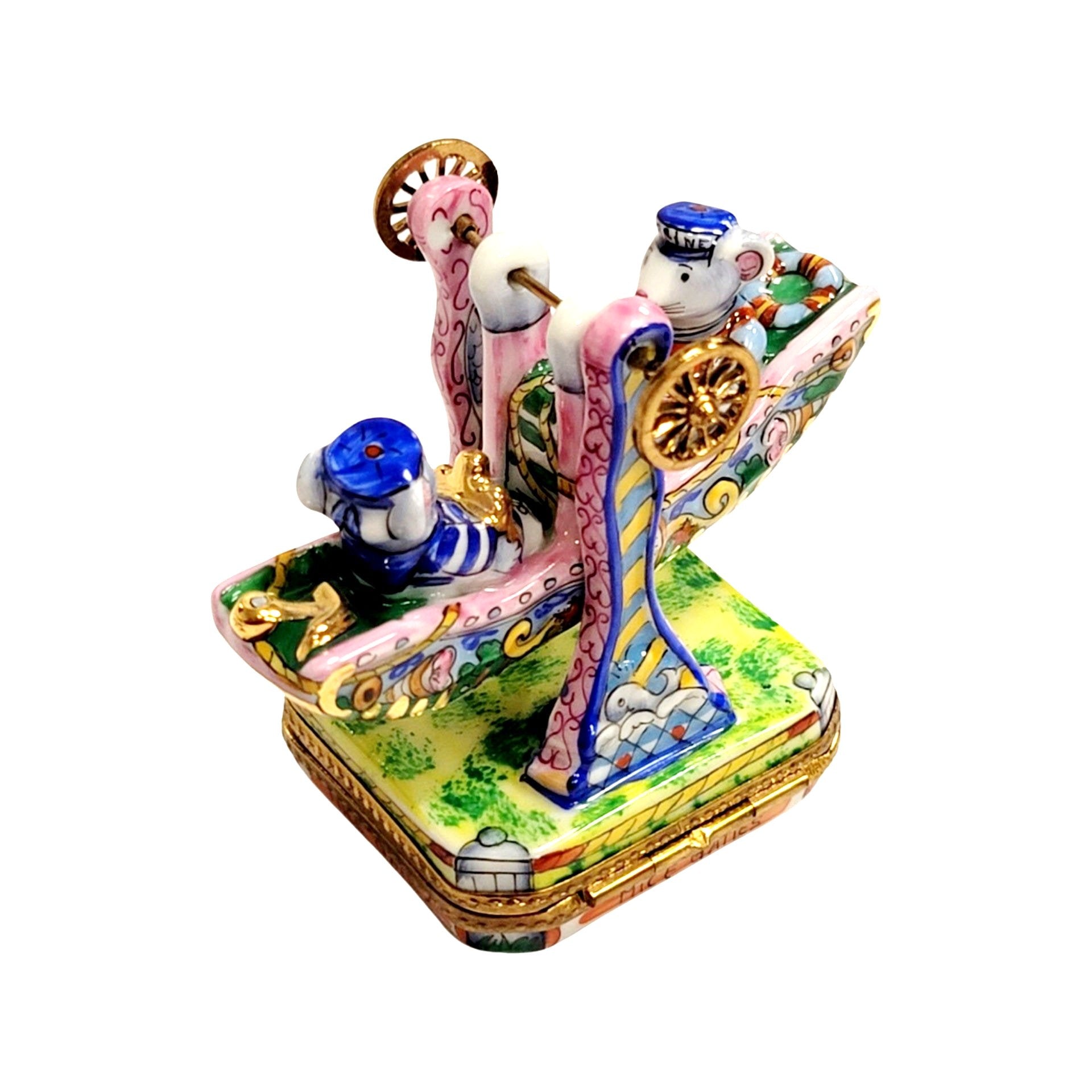 Mice Carnival Swing Carousel Porcelain Limoges Carnival French Trinket Box