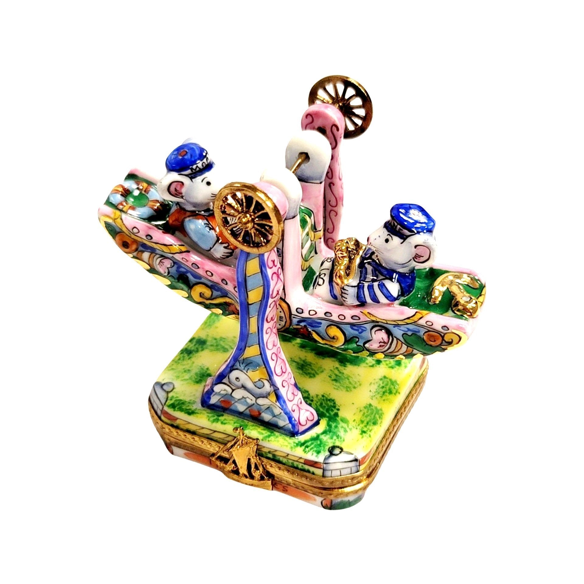 Mice Carnival Swing Carousel Porcelain Limoges Carnival French Trinket Box