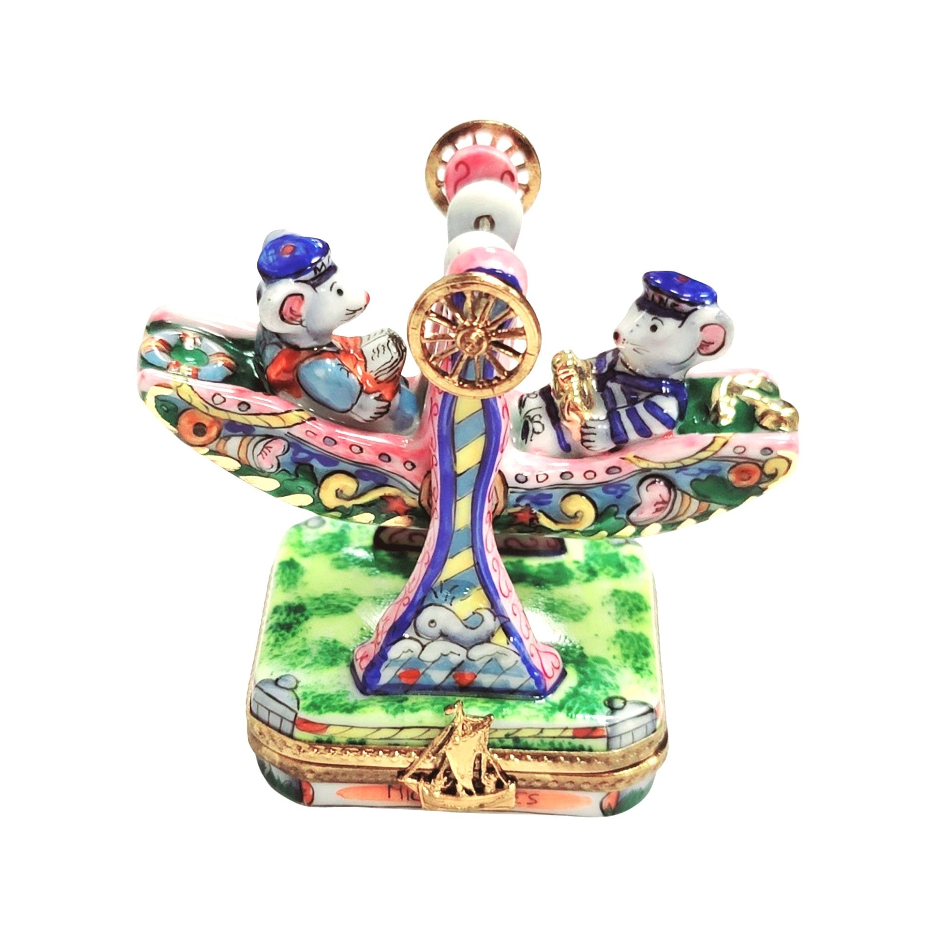 Mice Carnival Swing Carousel Porcelain Limoges Carnival French Trinket Box
