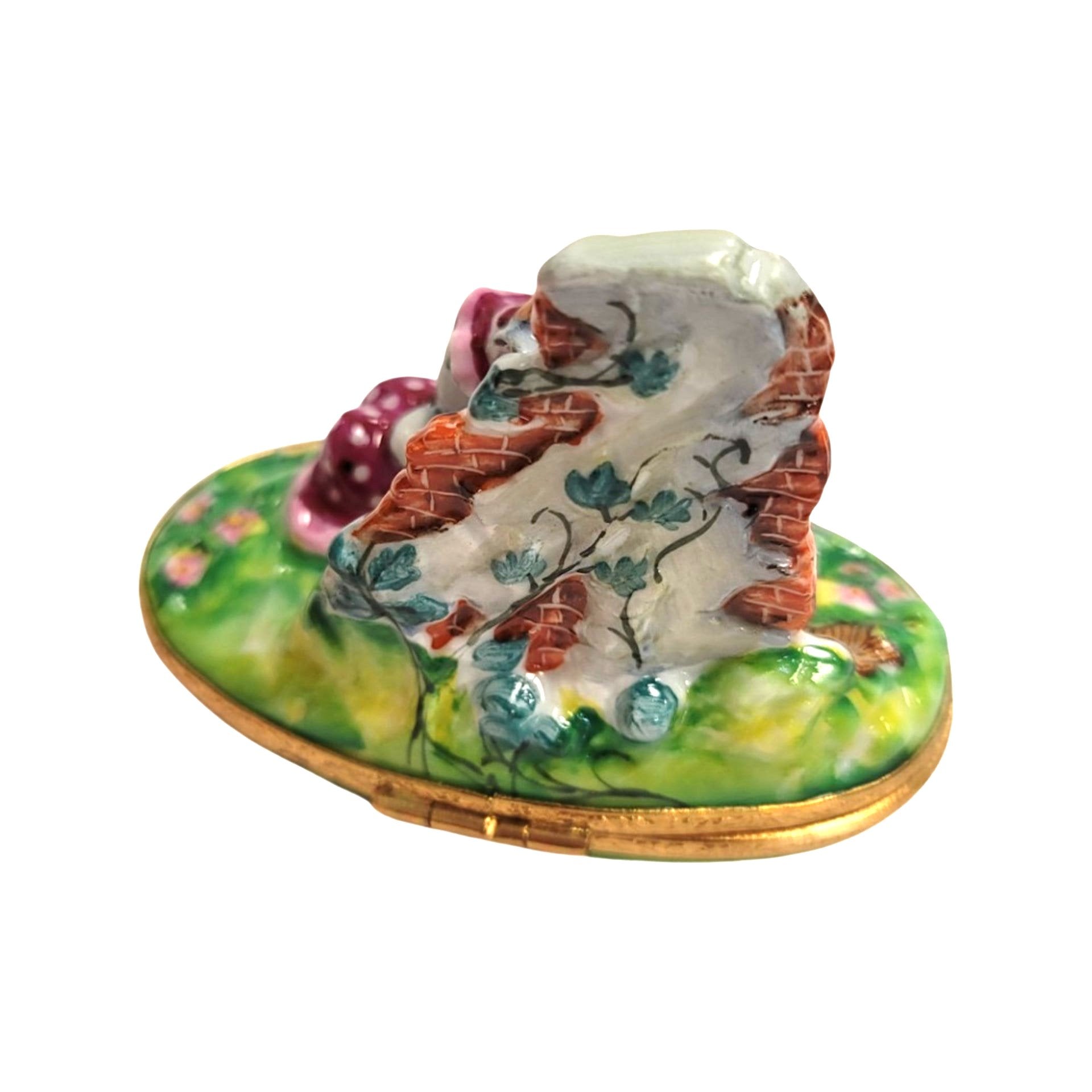 Mice Serenading in Blooming Garden Porcelain Limoges mice house rabbit love valentine French Trinket Box