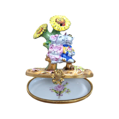 Mice under Sun Flowers Limoges Box Porcelain Figurine-garden LIMOGES BOXES mice house rabbit love valentine-CH7N242