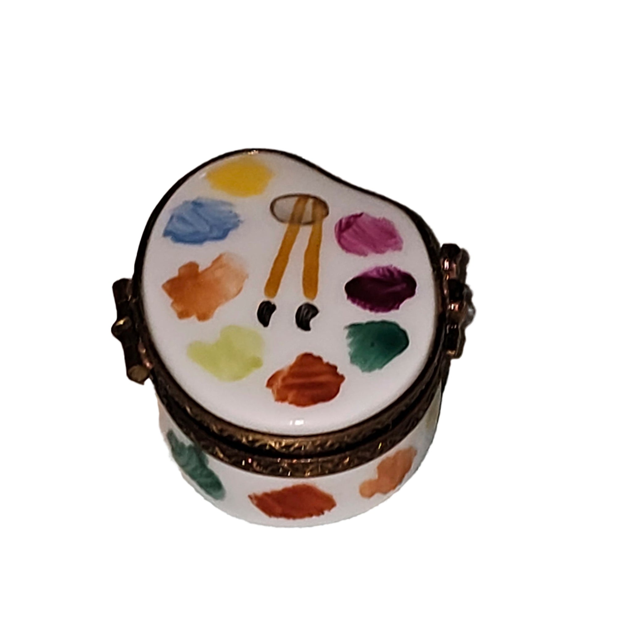 Mini Artist Paint Palette Figurine Porcelain Limoges Fine Art French Trinket Box