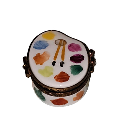 Mini Artist Paint Palette Figurine Porcelain Limoges Fine Art French Trinket Box