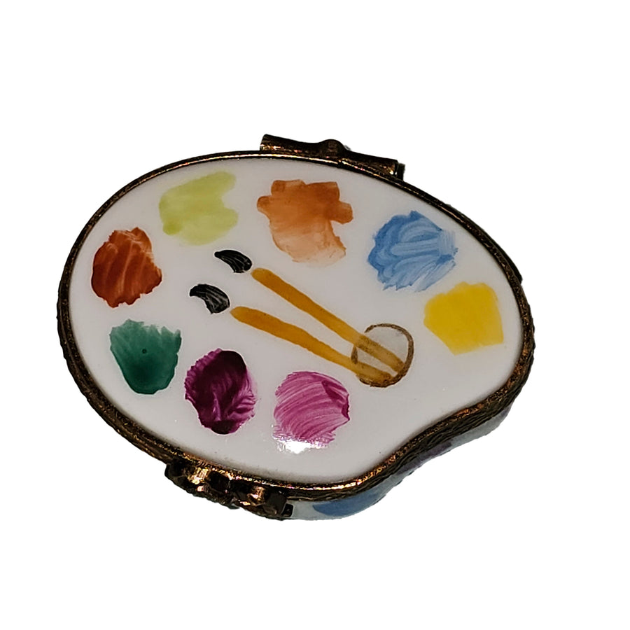 Mini Artist Paint Palette Figurine Porcelain Limoges Fine Art French Trinket Box