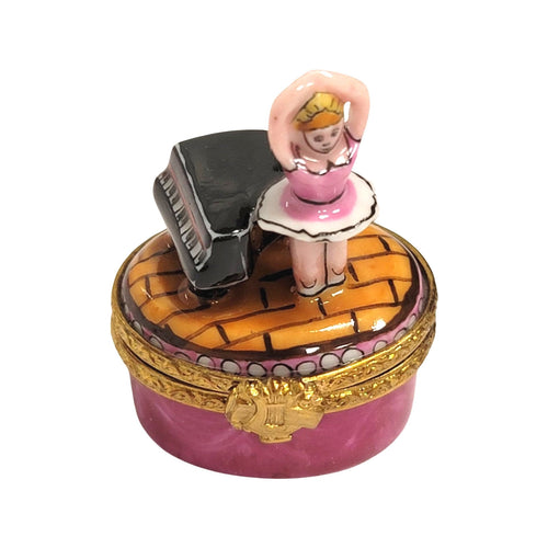 Mini Ballerina Piano Charm Porcelain Limoges art dance French Trinket Box