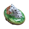 Mini Dalmatian and Cat Figurine Porcelain Limoges Dog LIMOGES BOXES cat French Trinket Box