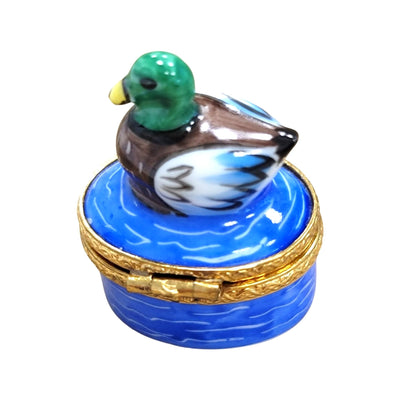 Mini Greenhead Duck Figurine Porcelain Limoges bird limoges boxes French Trinket Box