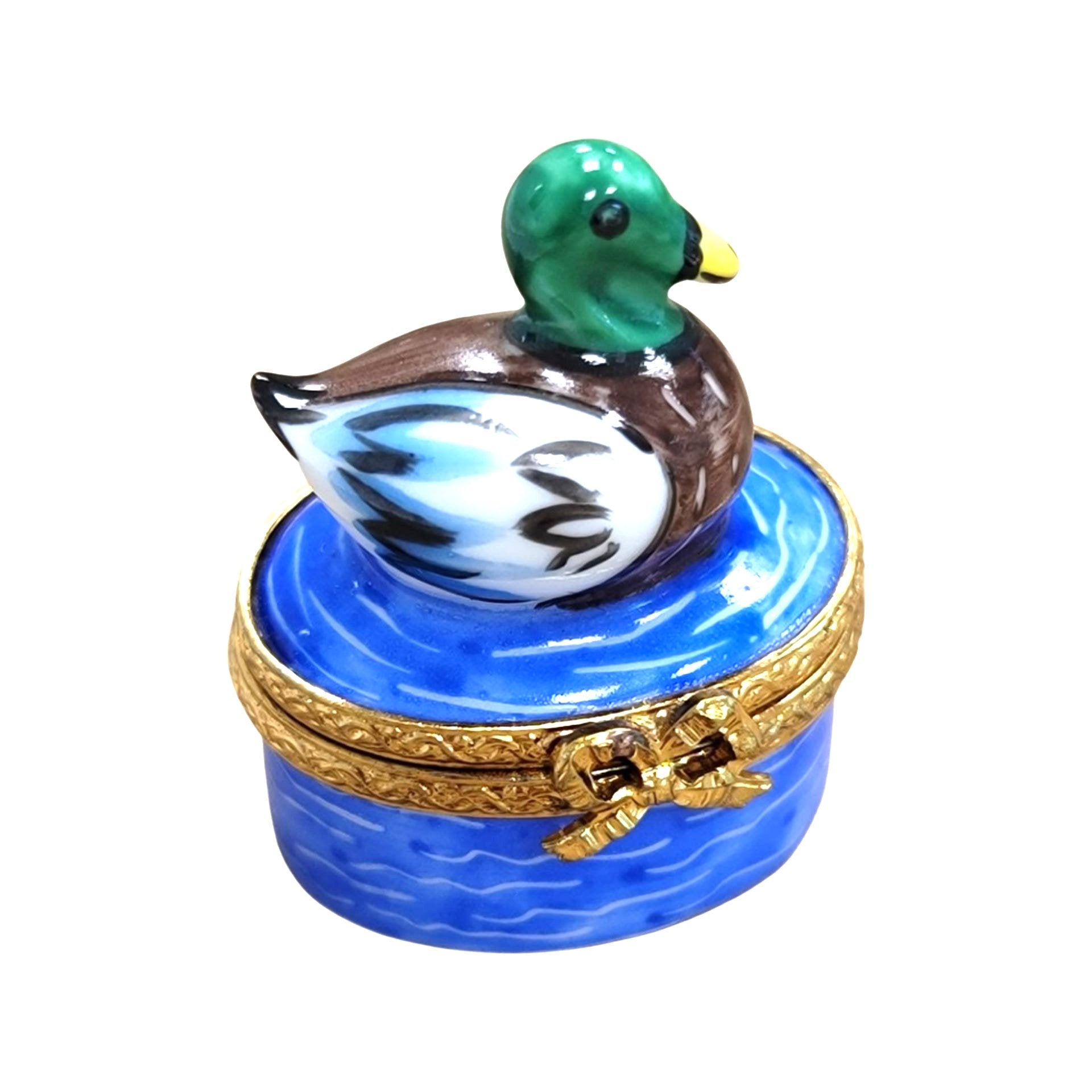 Mini Greenhead Duck Figurine Porcelain Limoges bird limoges boxes French Trinket Box
