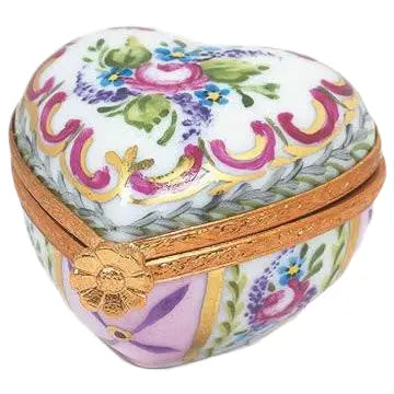 Mini Heart: Malmaison Pink Porcelain Limoges hearts French Trinket Box