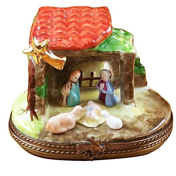 Mini Manger Scene limoges box Porcelain Limoges nativity French Trinket Box
