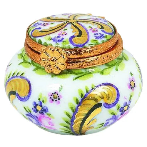 Mini Round Pot Fontainebleau Porcelain Limoges traditional French Trinket Box
