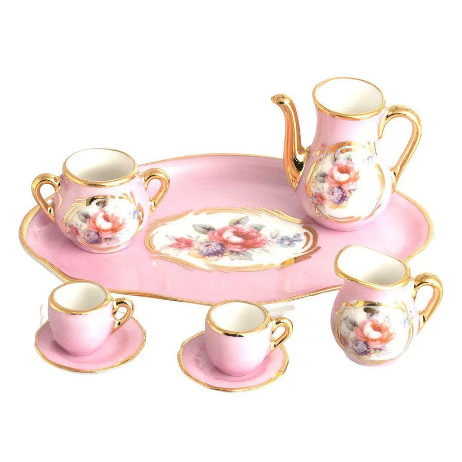 Mini Tea Set: Pink Porcelain Limoges China French Trinket Box