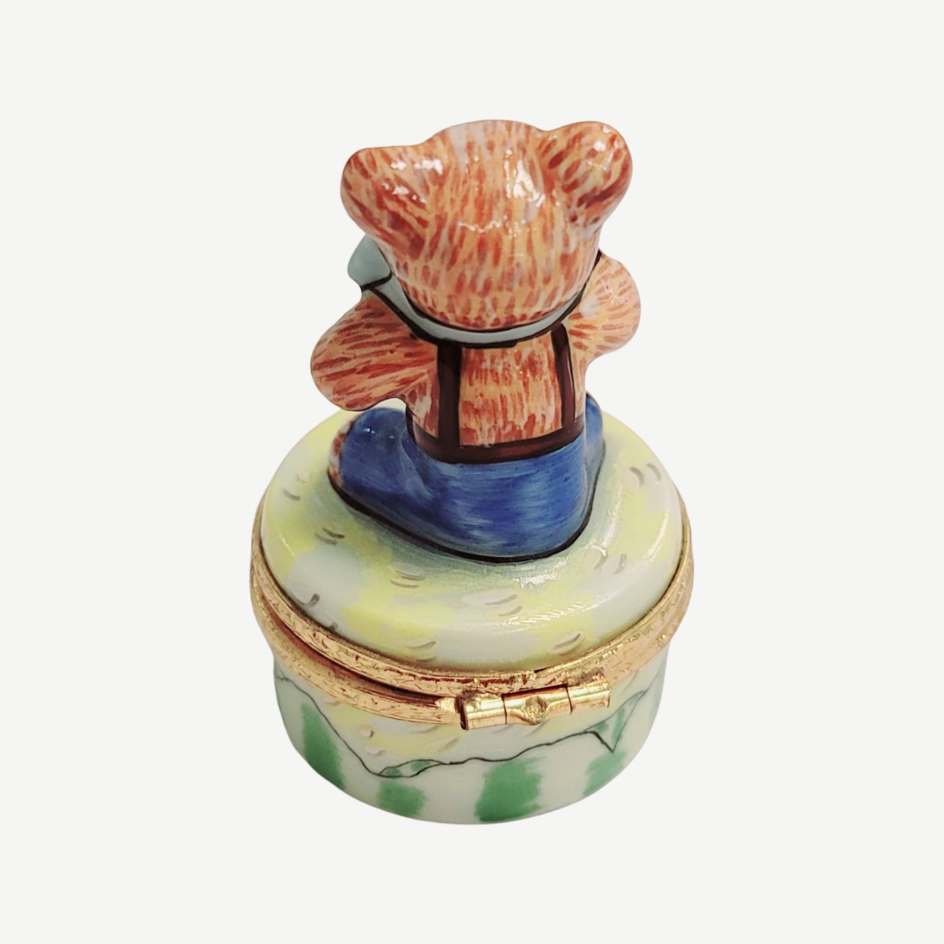 Mini Teddy Bear Treasure Box Porcelain Limoges Teddy French Trinket Box