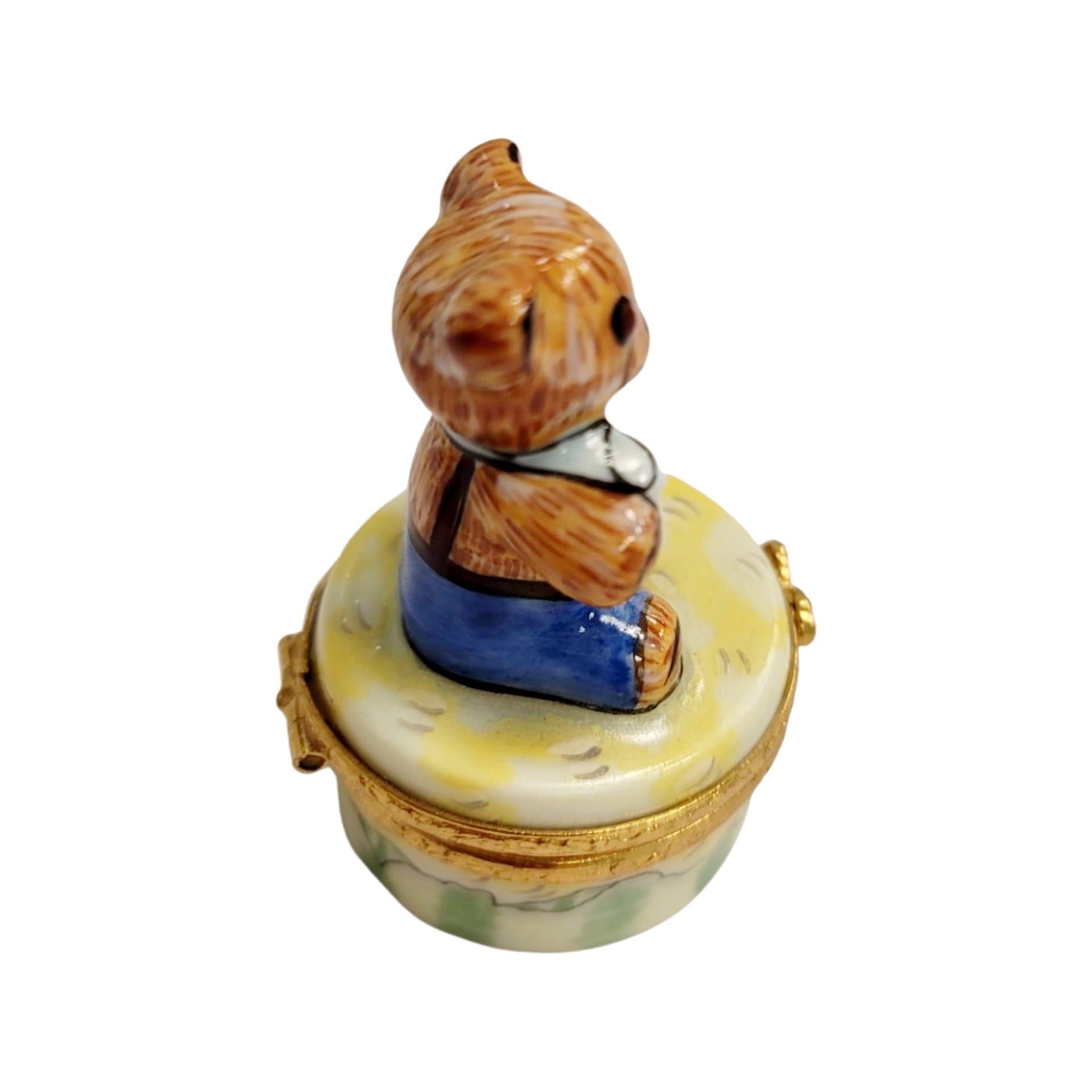 Mini Teddy Bear Treasure Box Porcelain Limoges Teddy French Trinket Box