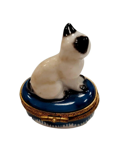 Mini White Siamese Cat Limoges Box Porcelain Figurine-Cat-CH2P208