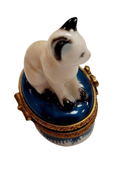 Mini White Siamese Cat Limoges Box Porcelain Figurine-Cat-CH2P208
