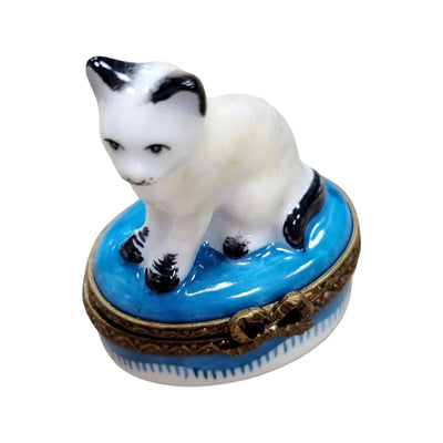 Mini White Siamese Cat Limoges Box Porcelain Figurine-Cat-CH2P208