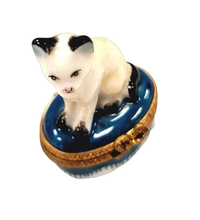 Mini White Siamese Cat Limoges Box Porcelain Figurine-Cat-CH2P208