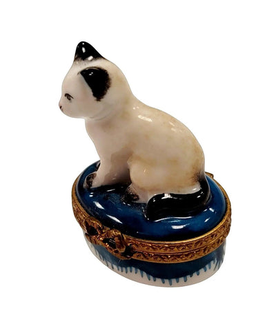 Mini White Siamese Cat Limoges Box Porcelain Figurine-Cat-CH2P208
