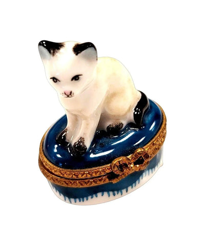 Mini White Siamese Cat Limoges Box Porcelain Figurine-Cat-CH2P208