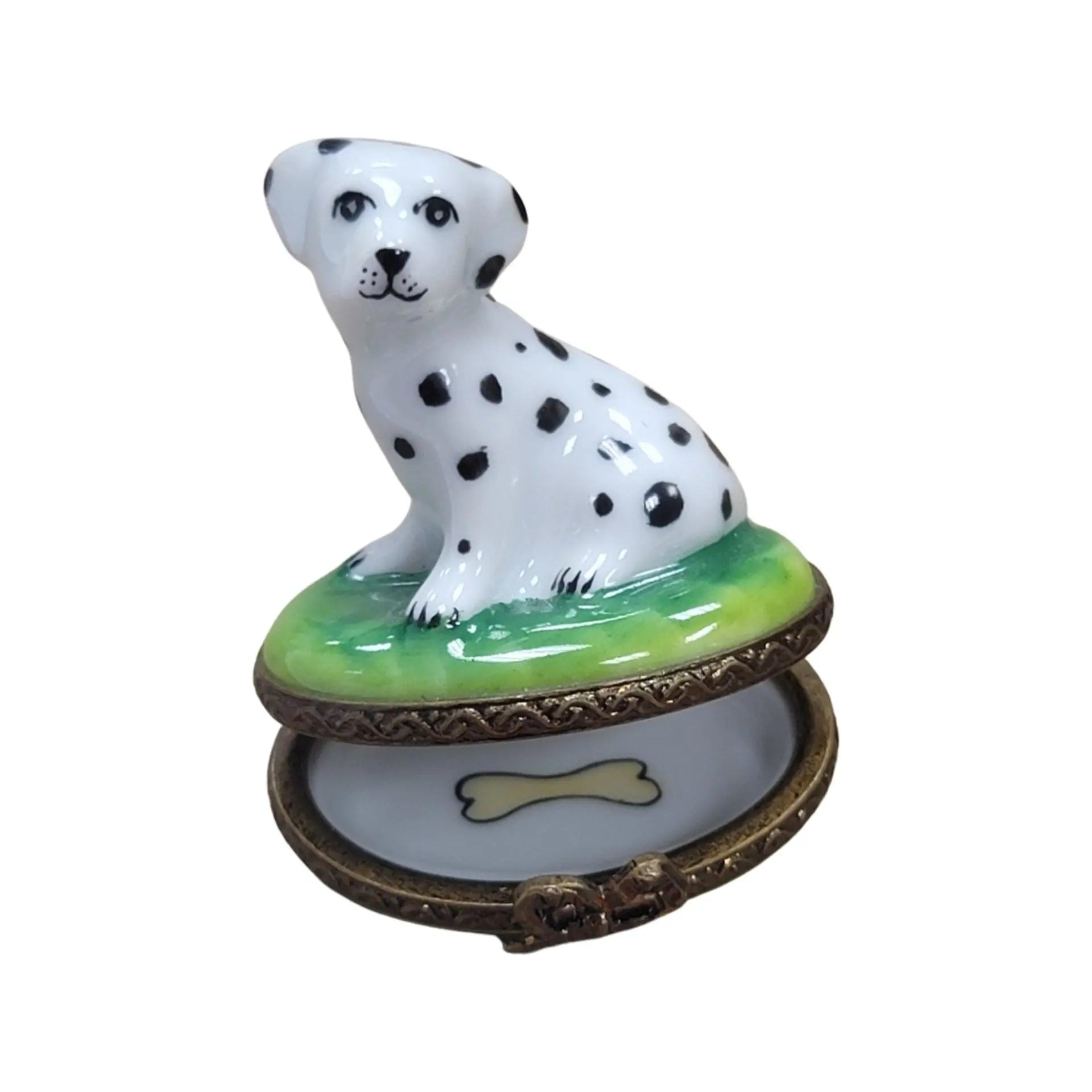 Miniature Dalmatian Dog Figurine Porcelain Limoges Dog LIMOGES BOXES French Trinket Box