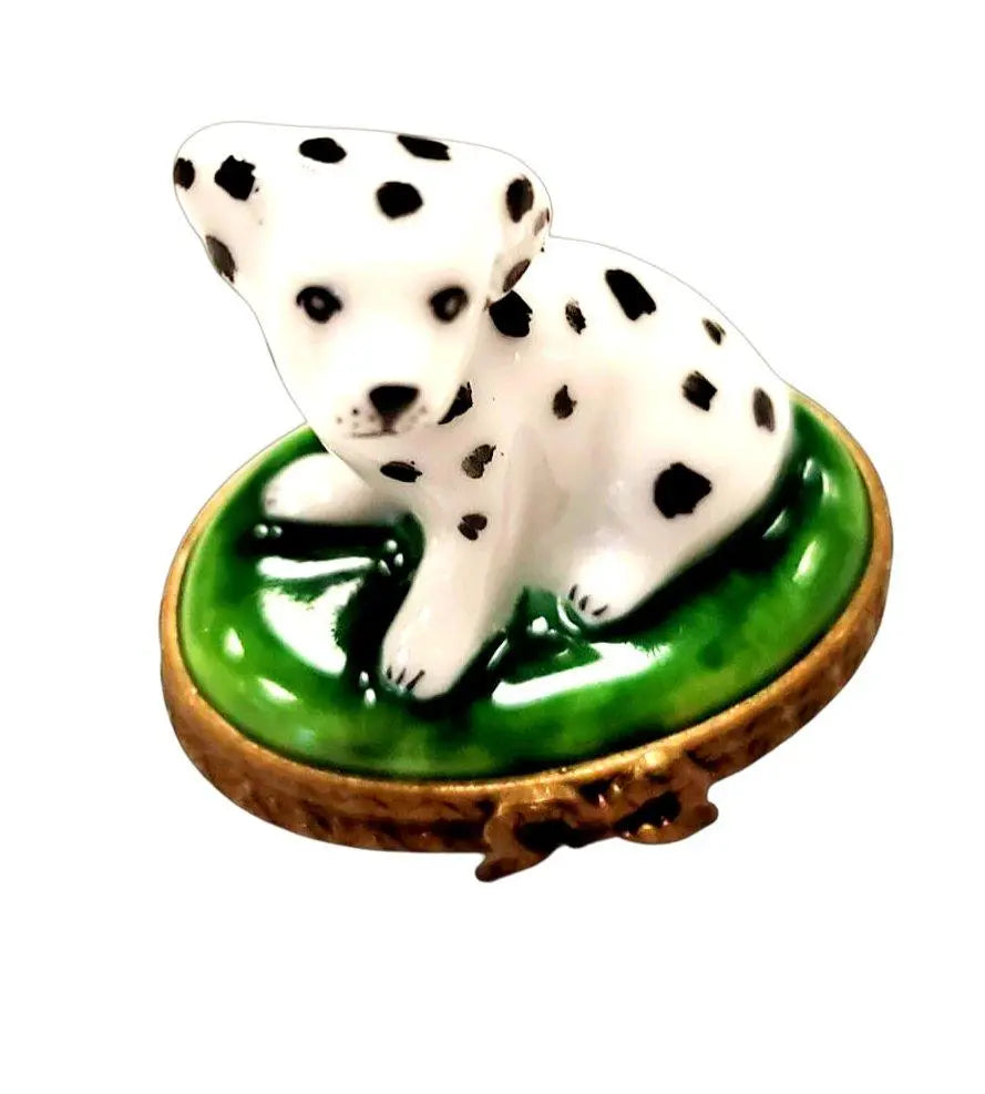 Miniature Dalmatian Dog Figurine Porcelain Limoges Dog LIMOGES BOXES French Trinket Box