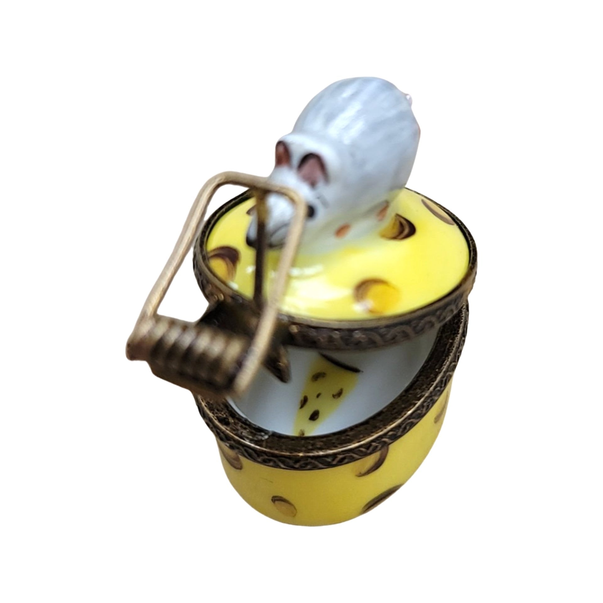 Miniature Mouse Trap Delight Porcelain Limoges Mouse French Trinket Box