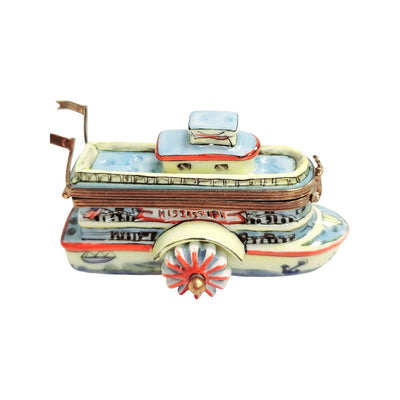 Mississippi Riverboat Limoges Box Porcelain Limoges vehicle French Trinket Box