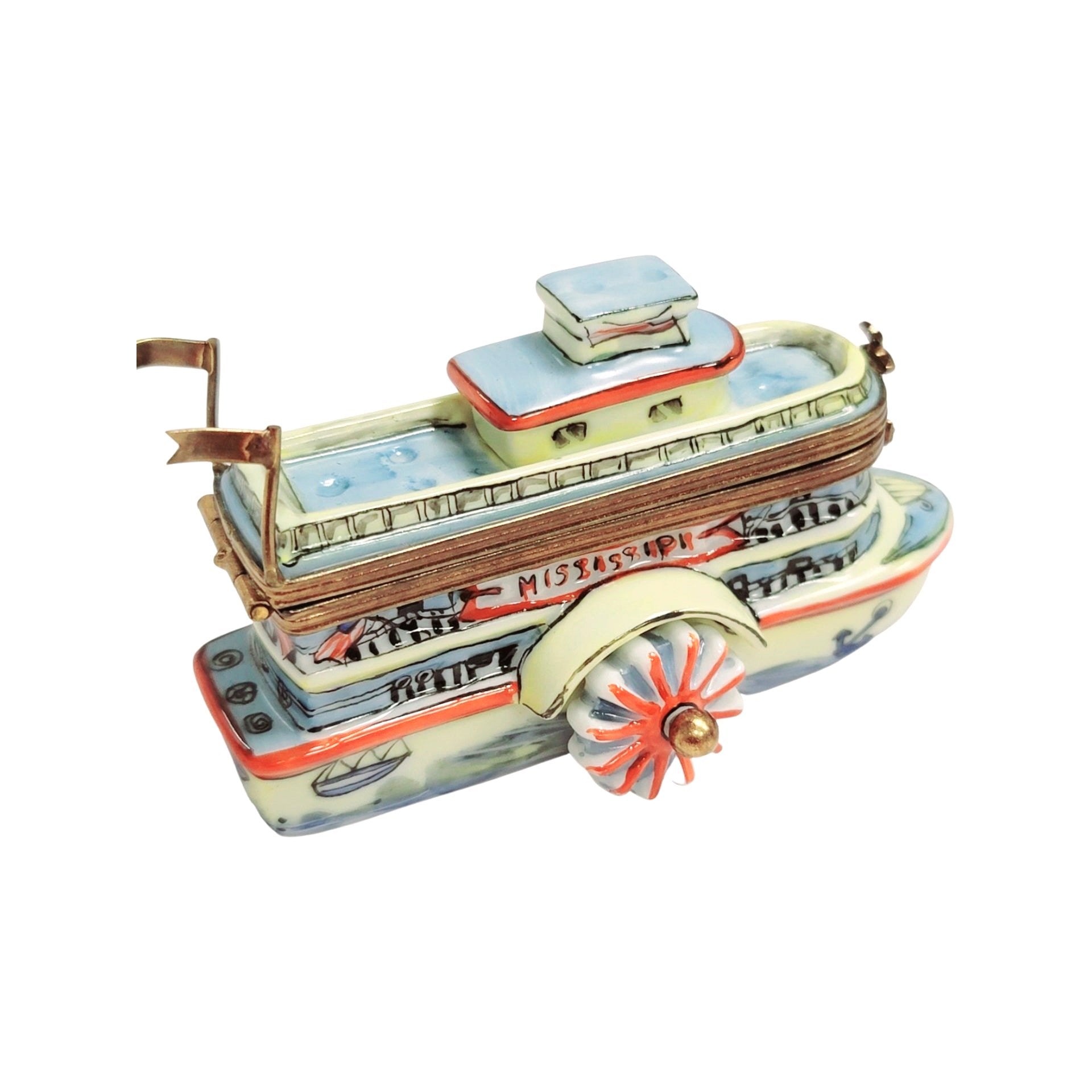 Mississippi Riverboat Limoges Box Porcelain Limoges vehicle French Trinket Box