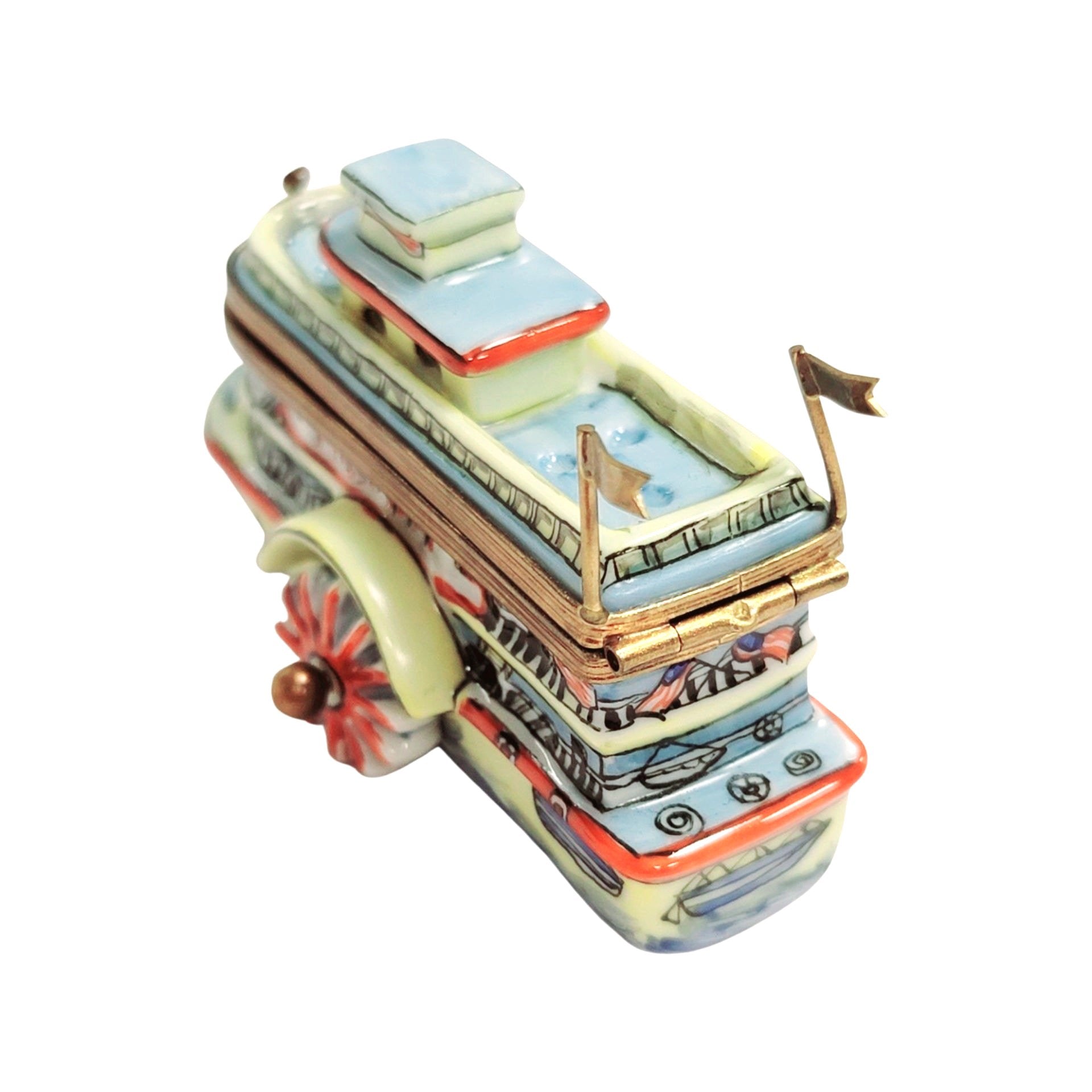 Mississippi Riverboat Limoges Box Porcelain Limoges vehicle French Trinket Box