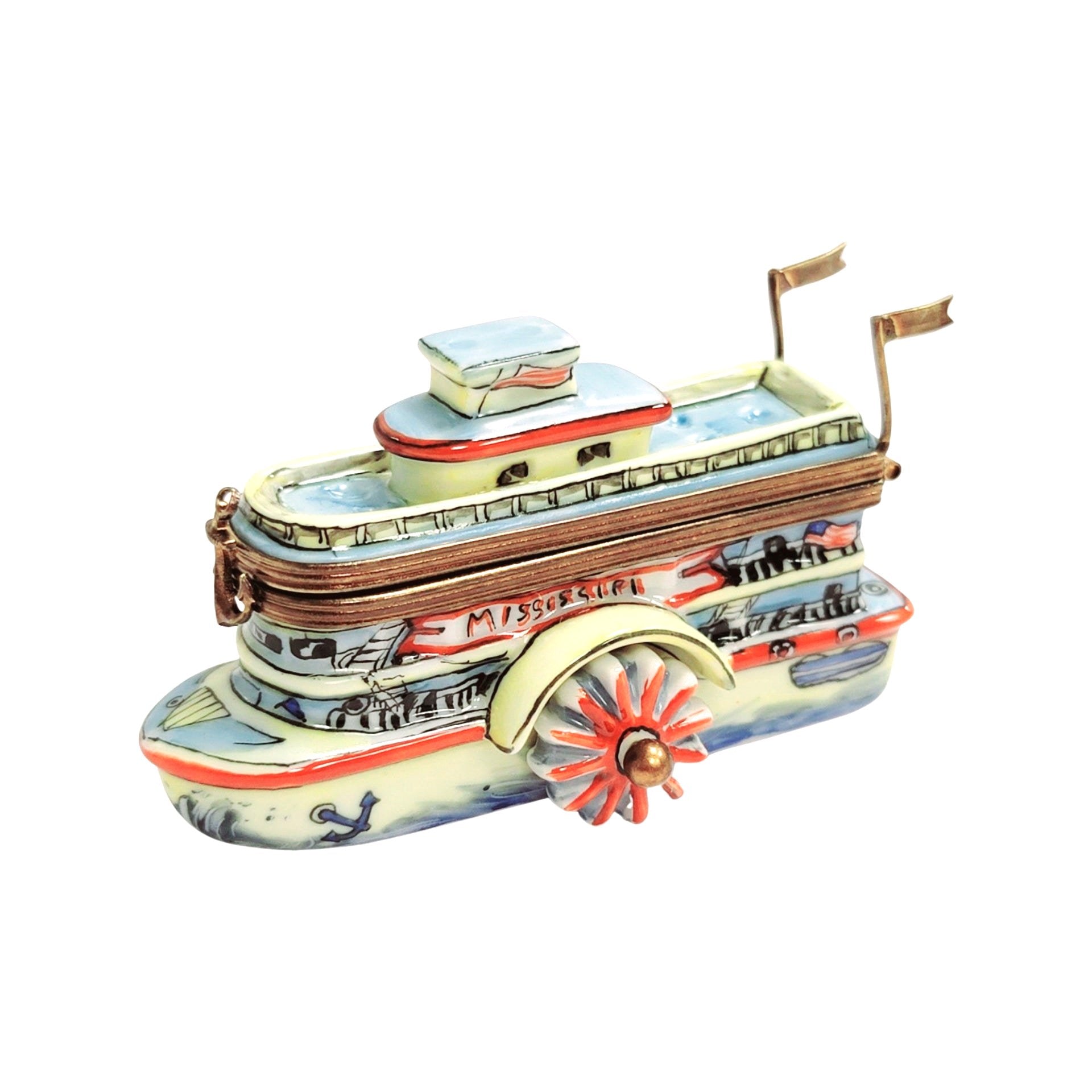 Mississippi Riverboat Limoges Box Porcelain Limoges vehicle French Trinket Box