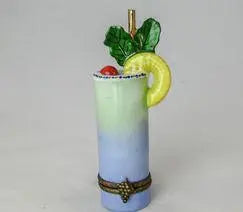 Mixed Drink Pineapple - RARE and RETIRED Porcelain Limoges Wine Spirits Beach French Trinket Box